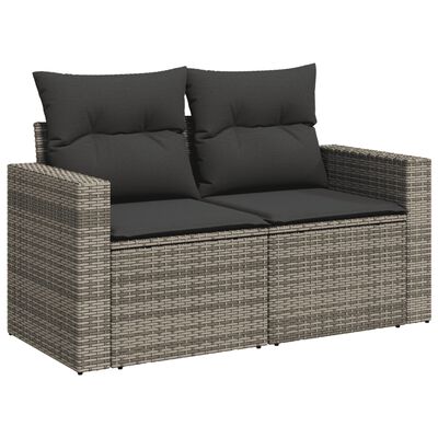 vidaXL 9-dijelni set vrtnih sofa od poliratana s jastucima sivi