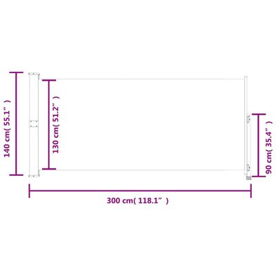 vidaXL Uvlačiva bočna tenda za terasu 140 x 300 cm plava