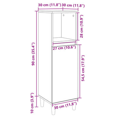 vidaXL Kupaonski ormarić boja hrasta 30x30x100 cm konstruirano drvo