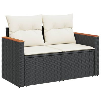 vidaXL 14-dijelni set vrtnih sofa s jastucima poliratan crni