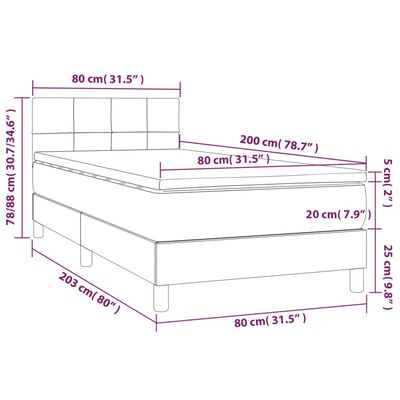 vidaXL Okvir kreveta s oprugama i madrac krem 80x200 cm od tkanine