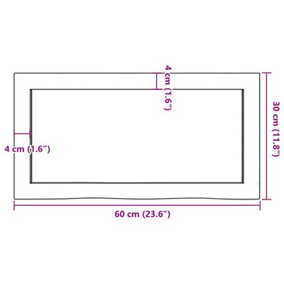 vidaXL Kupaonska radna ploča 60x30x(2-6) cm netretirano masivno drvo