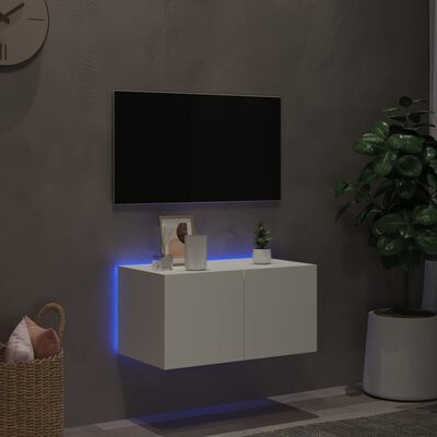 vidaXL Zidni TV ormarić s LED svjetlima bijeli 60x35x31 cm