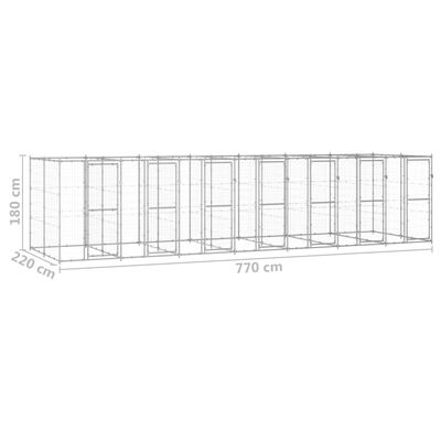 vidaXL Vanjski kavez za pse od pocinčanog čelika 16,94 m²