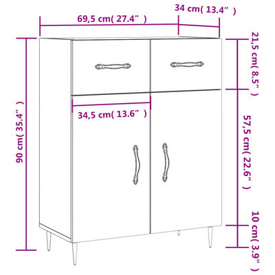 vidaXL Komoda boja hrasta sonome 69,5 x 34 x 90 cm konstruirano drvo