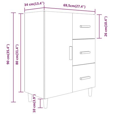 vidaXL Komoda boja smeđeg hrasta 69,5x34x90 cm od konstruiranog drva