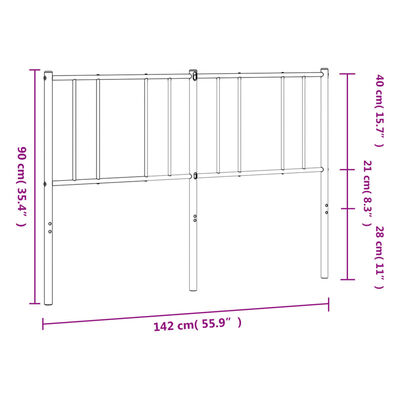 vidaXL Metalno uzglavlje bijelo 135 cm