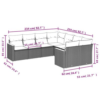 vidaXL 8-dijelni set vrtnih sofa s jastucima bež od poliratana