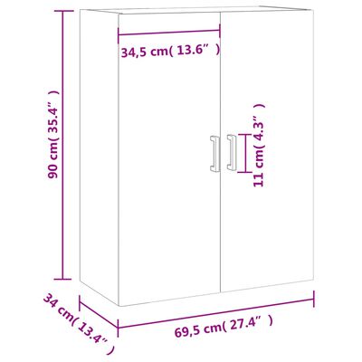 vidaXL Zidni ormarić boja smeđeg hrasta 69,5 x 34 x 90 cm