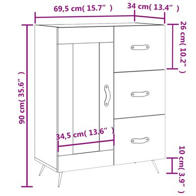 vidaXL Komoda boja dimljenog hrasta 69,5x34x90 cm konstruirano drvo