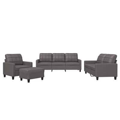 vidaXL 4-dijelni set sofa s jastucima sivi od umjetne kože