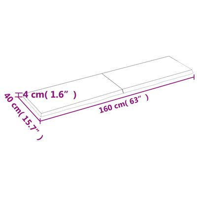 vidaXL Kupaonska radna ploča 160x40x(2-4) cm netretirano masivno drvo