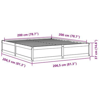 vidaXL Okvir kreveta bez madraca 200 x 200 cm od masivne borovine