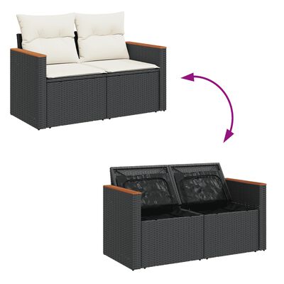 vidaXL 8-dijelni set vrtnih sofa od poliratana s jastucima crni