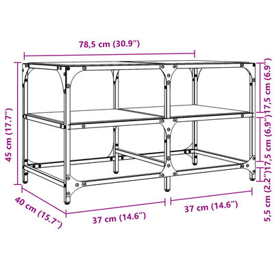 vidaXL Stolić s prozirnom staklenom površinom 78,5x40x45 cm čelik