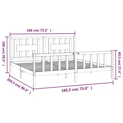 vidaXL Okvir za krevet crni od masivne borovine 180x200 cm bračni