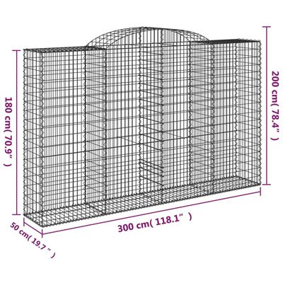 vidaXL Lučne gabionske košare 13kom 300x50x180/200cm pocinčano željezo