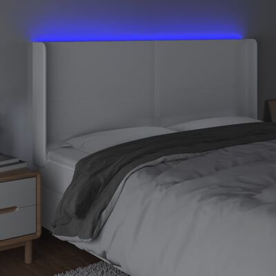 vidaXL LED uzglavlje bijelo 183x16x118/128 cm od umjetne kože