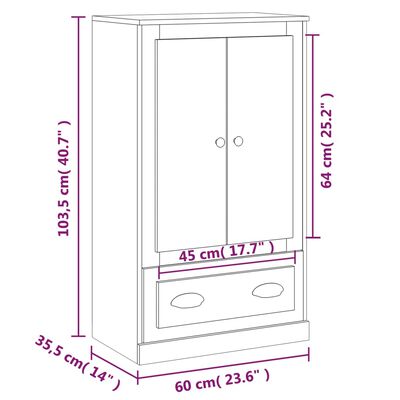 vidaXL Visoka komoda boja hrasta 60x35,5x103,5 cm konstruiranog drva