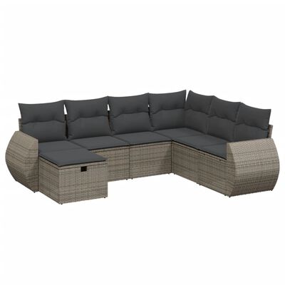 vidaXL 7-dijelni set vrtnih sofa sivi od poliratana