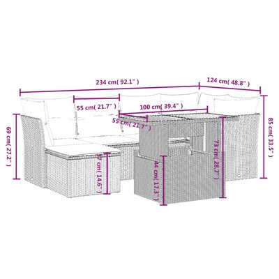 vidaXL 7-dijelni set vrtnih sofa od poliratana s jastucima crni