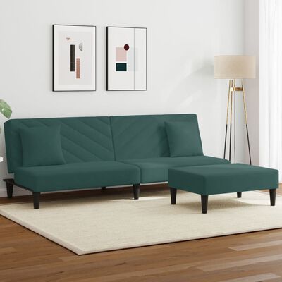 vidaXL 2-dijelni set sofa s jastucima tamnozeleni baršunasti