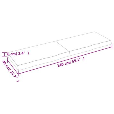 vidaXL Stolna ploča 140x40x(2-6) cm od netretirane masivne hrastovine