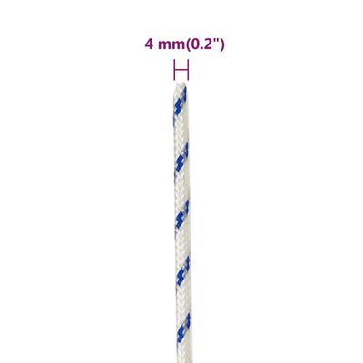 vidaXL Brodski konop bijeli 4 mm 500 m od polipropilena