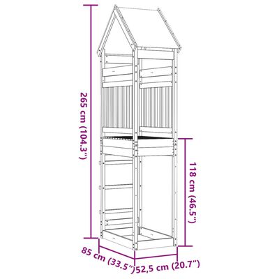 vidaXL Toranj za igru 85x52,5x265 cm od impregnirane borovine