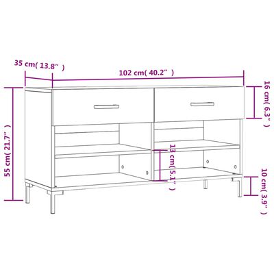 vidaXL Klupa za cipele sjajna bijela 102x35x55 cm konstruirano drvo