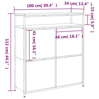 vidaXL Ormarić za cipele s 4 ladice boja hrasta 100x34x112 cm