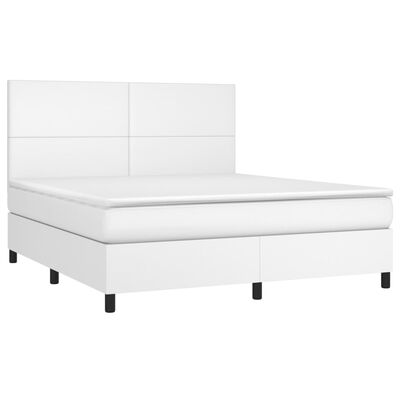 vidaXL Krevet box spring s madracem LED bijeli 160x200 cm umjetna koža