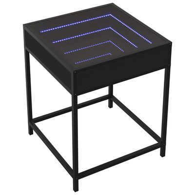 vidaXL Stolić za kavu s beskonačnim LED svjetlima crni 40 x 40 x 51 cm