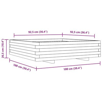 vidaXL Vrtna sadilica voštano smeđa 100x100x26,5 cm masivna borovina