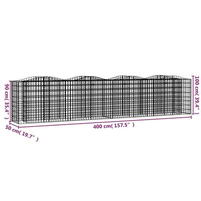 vidaXL Lučna gabionska povišena gredica 400x50x100cm pocinčano željezo