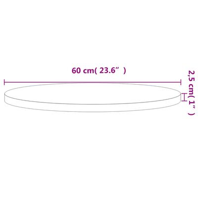 vidaXL Stolna ploča Ø 60 x 2,5 cm okrugla od masivne bukovine