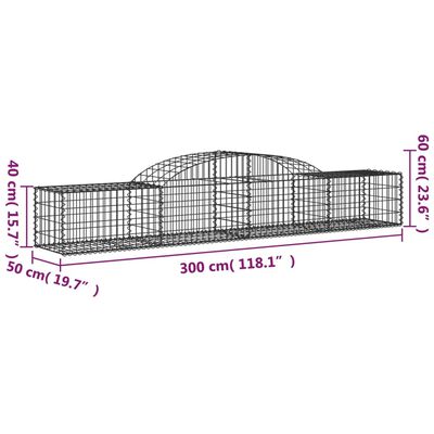 vidaXL Lučne gabionske košare 6 kom 300x50x40/60 cm pocinčano željezo