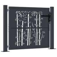 vidaXL Vrtna vrata antracit 105 x 105 cm čelična s uzorkom bambusa