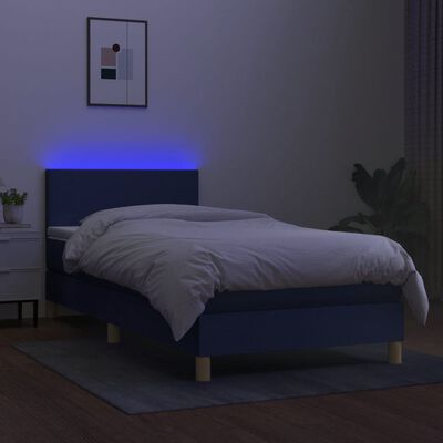 vidaXL Krevet box spring s madracem LED plavi 80 x 200 cm od tkanine