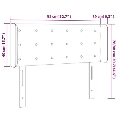 vidaXL LED uzglavlje svjetlosivo 83x16x78/88 cm od tkanine