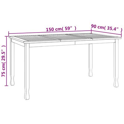 vidaXL Vrtni blagovaonski stol 150 x 90 x 75 cm od masivne tikovine