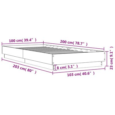 vidaXL Okvir za krevet boja hrasta 100x200 cm od konstruiranog drva