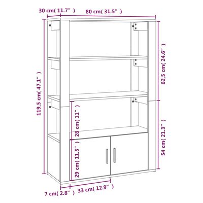 vidaXL Komoda crna 80 x 30 x 119,5 od konstruiranog drva