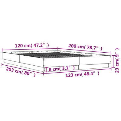 vidaXL Okvir kreveta s LED svjetlima boja hrasta sonome 120 x 200 cm