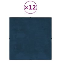 vidaXL Zidne ploče 12 kom plave 30 x 30 cm baršunaste 1,08 m²