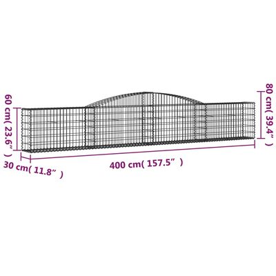 vidaXL Gabionska košara s lukom 400x30x60/80 cm pocinčano željezo