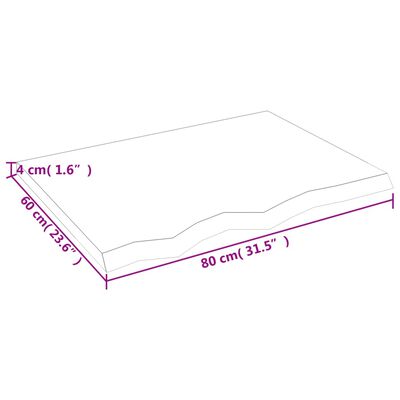 vidaXL Zidna polica 80 x 60 x (2 - 4) cm neobrađena masivna hrastovina