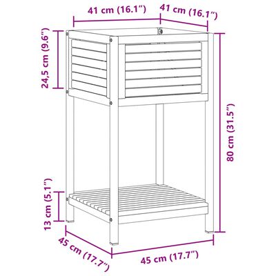 vidaXL Vrtna sadilica s policom 45 x 45 x 80 cm masivno drvo i čelik