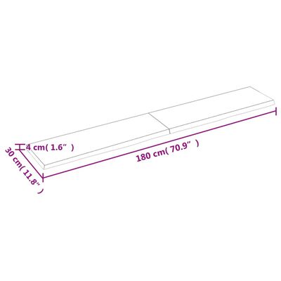 vidaXL Kupaonska radna ploča 180x30x(2-4) cm netretirano masivno drvo