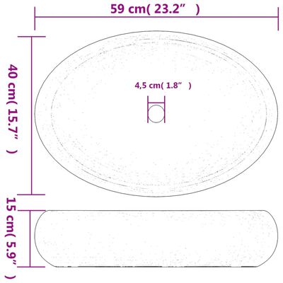 vidaXL Nadgradni umivaonik smeđi ovalni 59x40x15 cm keramički